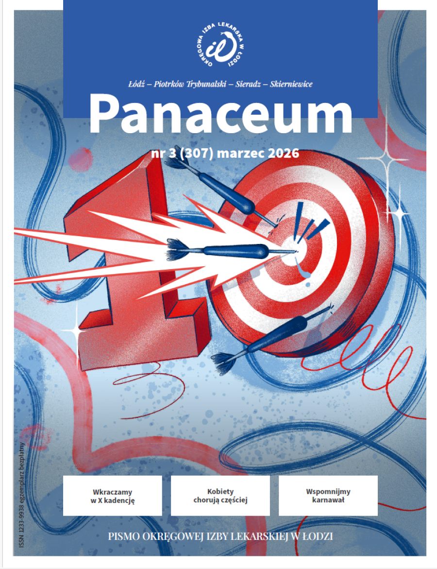 Okładka magazynu Panaceum z marca 2026 r., numer 3 (307), wydawanego przez Okręgową Izbę Lekarską w Łodzi.